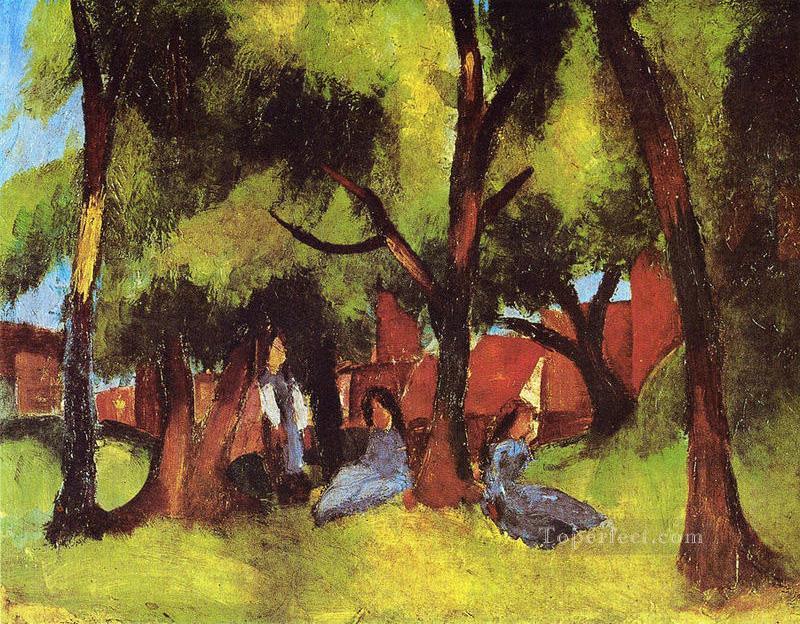 Children under Trees in Sun August Macke Oil Paintings